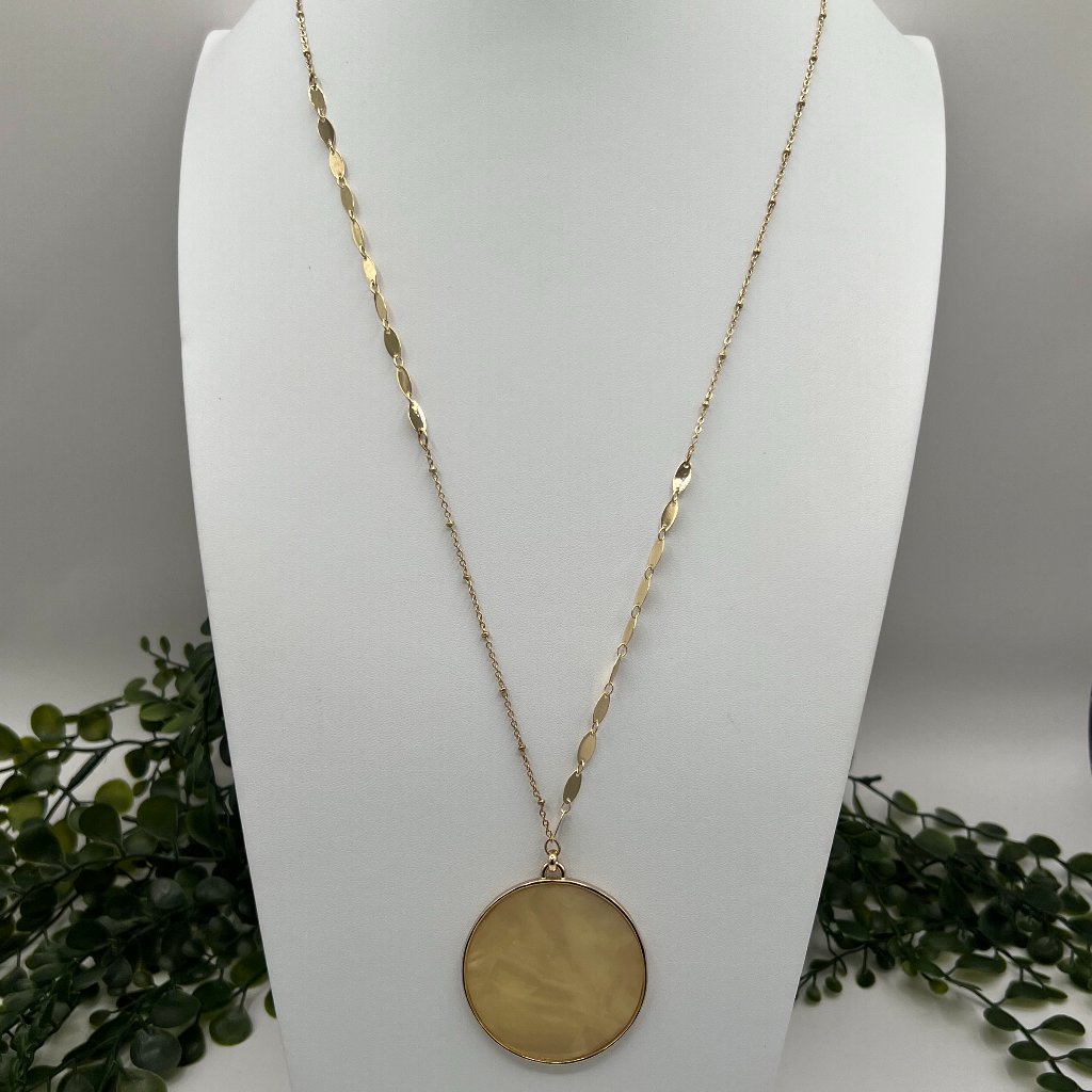 Anthropologie Gold Tone Mother Of Pearl Pendant Necklace